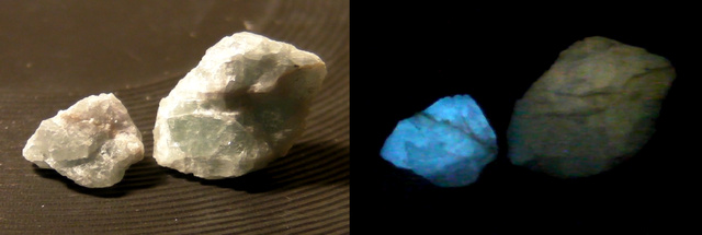 a luminescent mineral glowing from heat